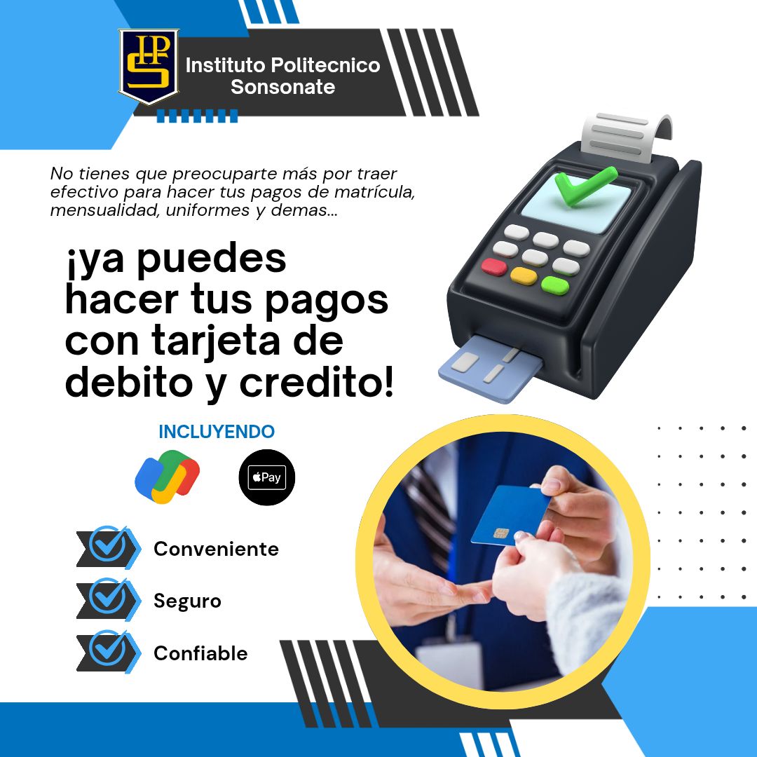 Afiche de formas de pago con tarjeta